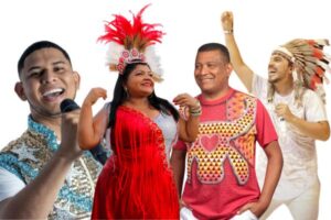 Carnaboi 2024. patrick araújo, Márcia Siqueira, Edilson Santana e Sebastião Jr. Foto: Montagem/Portal Cultura Amazônica/Wagner Moreira