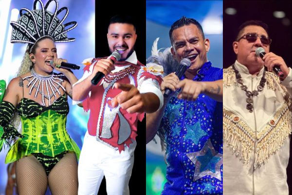 Cantores de boi-bumbá: Marcia Novo, Luciano Araújo, Edmundo Oran e David Assayag